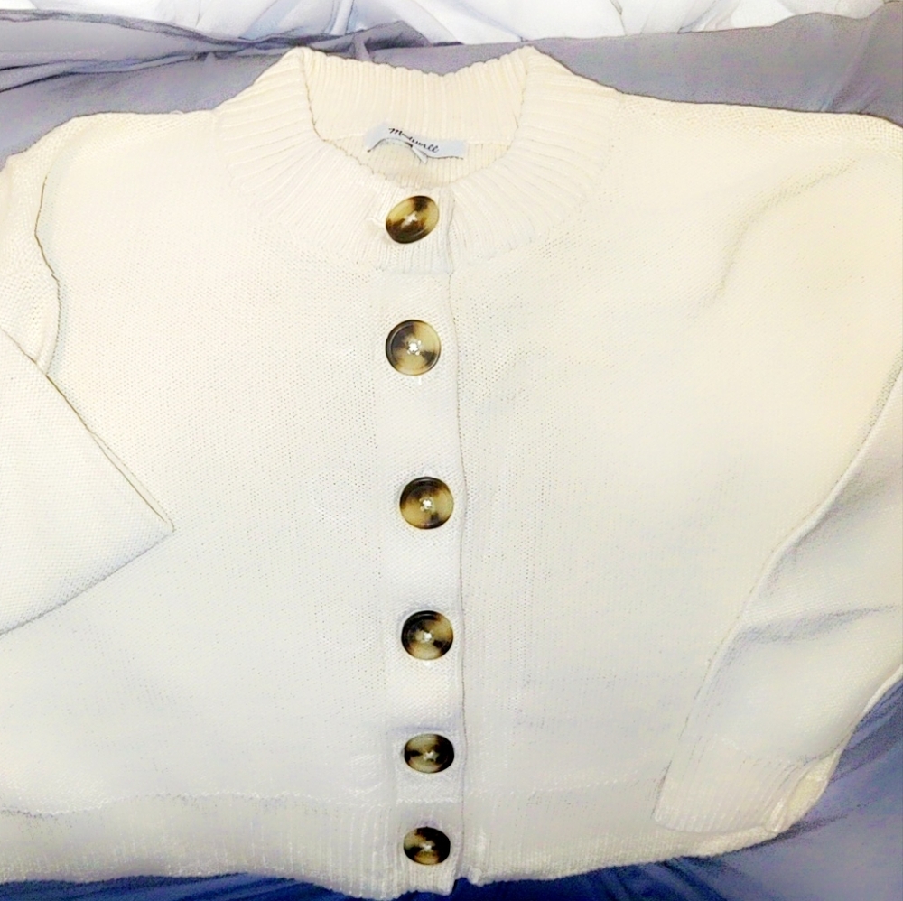Madewell Cream and Gold Cardigan Sweater